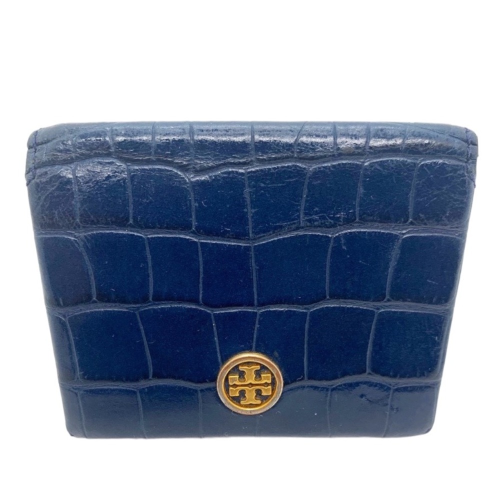 Tory Burch Parker Embossed Foldable Card Case Navy Professional Quite Luxury